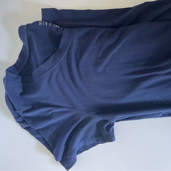 Storq Navy Blue Midi Maternity Dress Spandex Short Sleeve Dress Casual - Picture 5 of 6